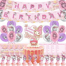 Cute Girl Gift My Melody Birthday Party Balloons Banner Cupcake Cake Toppers Set picture