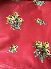 1950’s Vintage Red Floral Polished Cotton Fabric 3yds X 35” picture