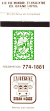 St-Hyacinthe Quebec Canada L' Auvergne Steak House Vintage Matchbook Cover picture