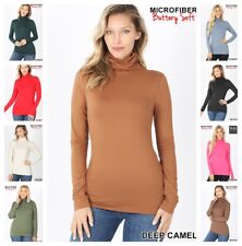 Womens BUTTERY SOFT  Turtleneck Long Sleeve Microfiber Top REG N PLUS S-3X picture