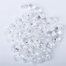 200 PCS Clear Crystal Glass Chandelier Part Prisms Octagonal Beads Decor 14MM picture