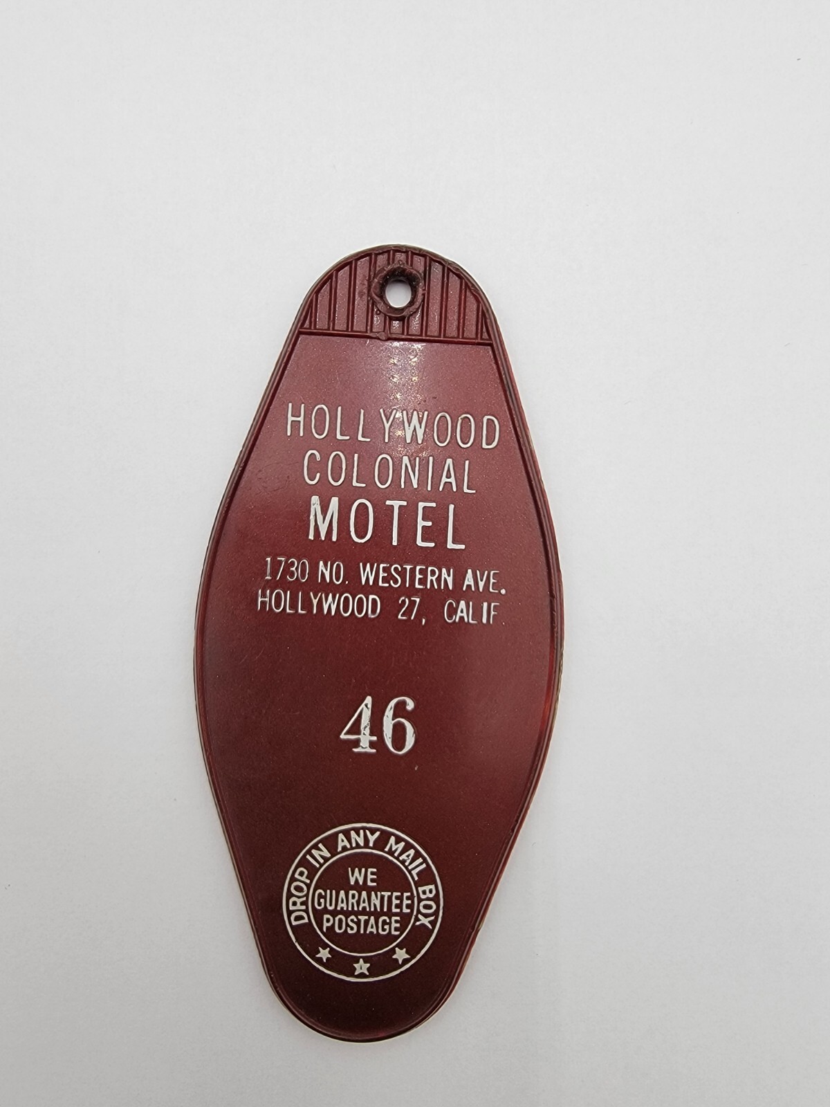 Vintage Hollywood Colonial Motel Hollywood California Room Key Fob Vintage Hollywood Colonial Motel Hollywood California Room Key Fob