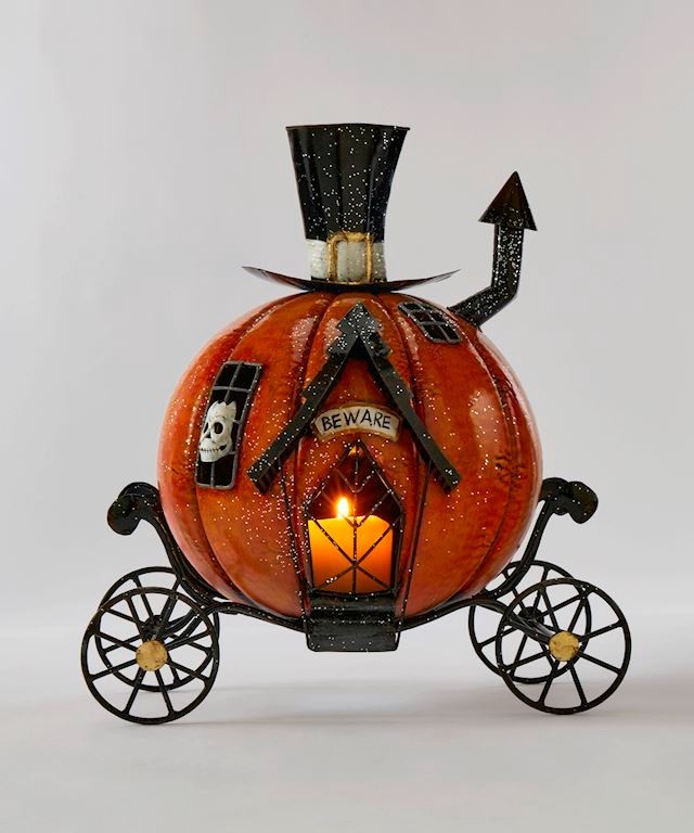 Halloween Pumpkin Carriage Candle Holder Decor 15\