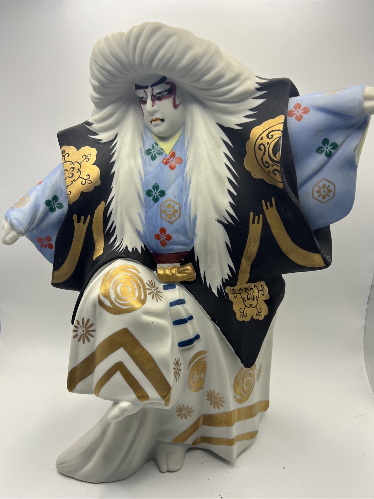 House Of Koshu Vintage 50s Porcelain Bisque Kabuki Japanese Lion Dancer Decanter