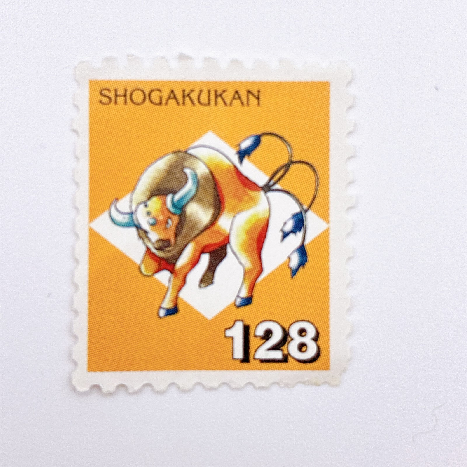 Pokemon Stamp Style Tauros Shogakukan Mini Card Vintage No.128 Retro Japan Rare
