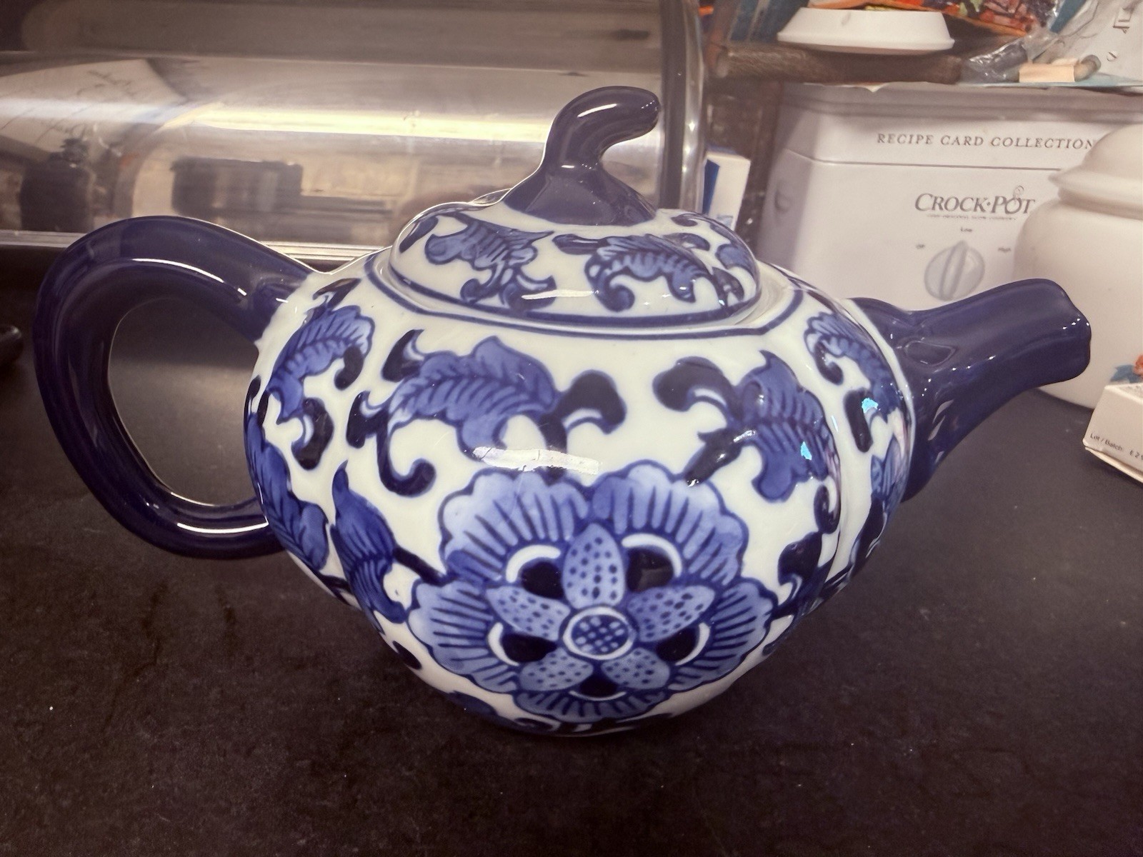 Vintage Chinese Modern Contemporary Export Blue & White Blue White Teapot