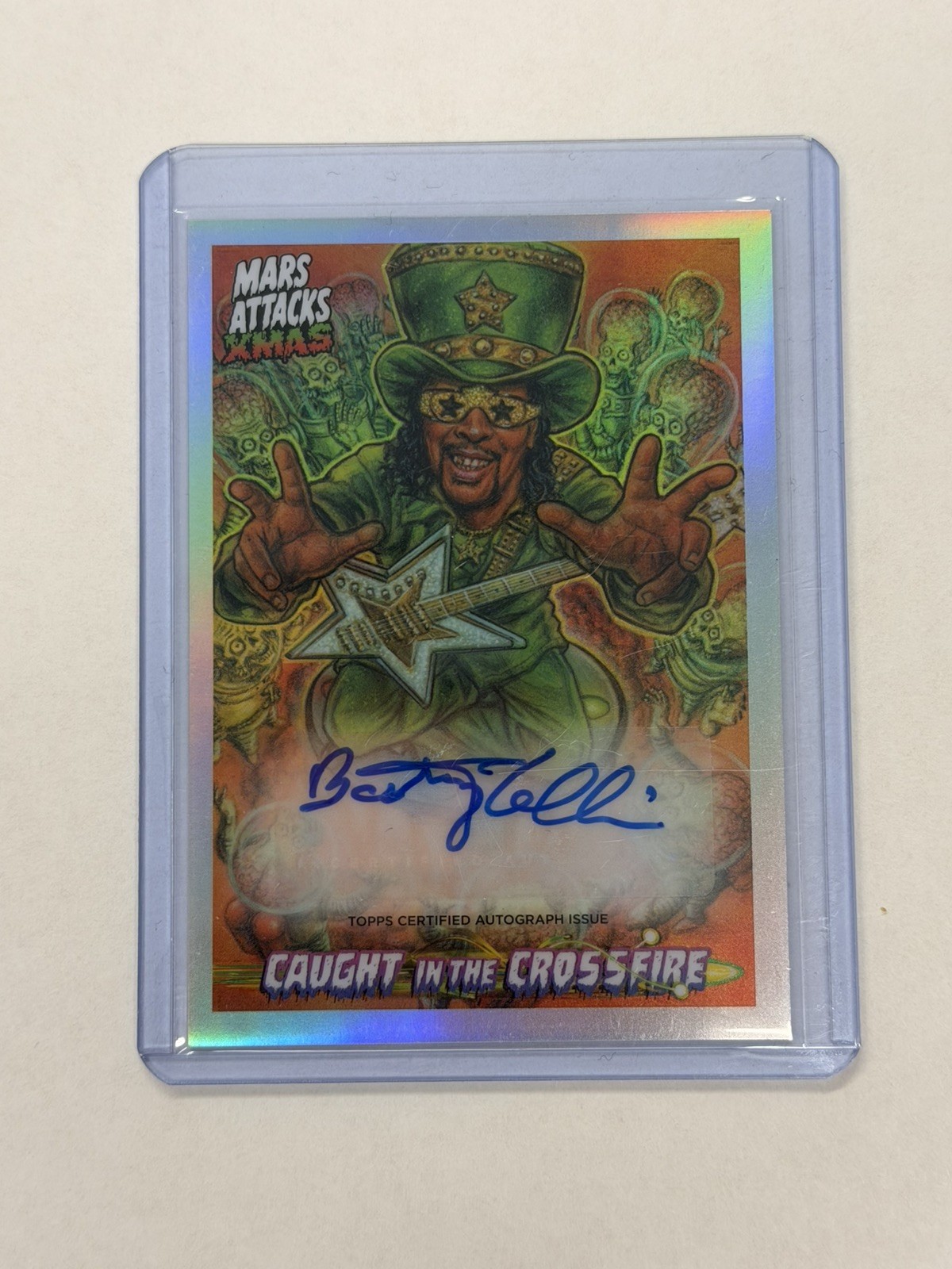 2026 Topps Mars Attacks Bootsy Collins Auto Caught In Crossfire SP Christmas
