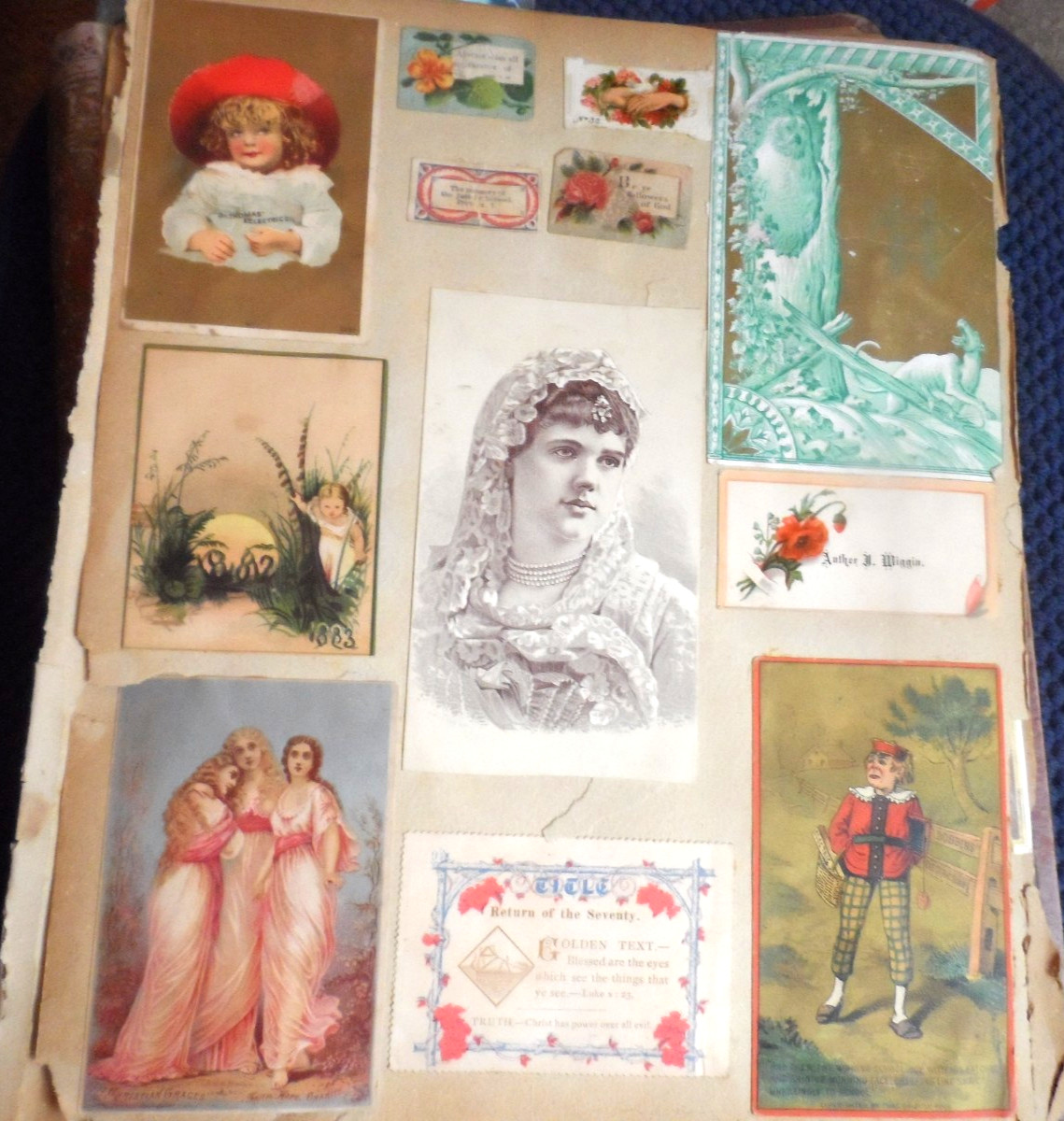 1876 Antique Scrapbook Pages - SCRAPS ON 3 SIDES - CALLING & TRADE CARDS & MORE