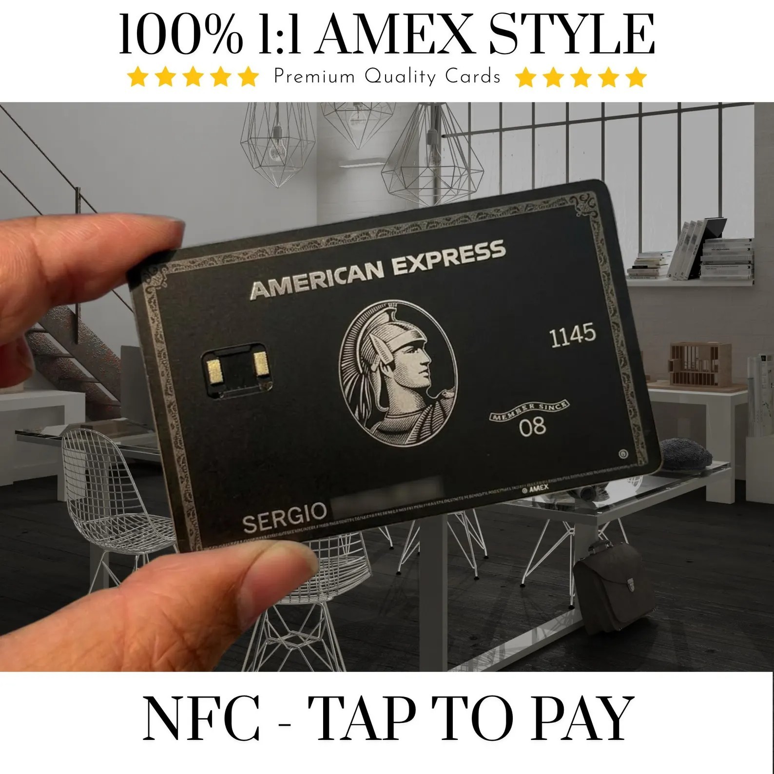 Customized NFC American Express Black Centurion - Custom AMEX TAP TO PAY Card