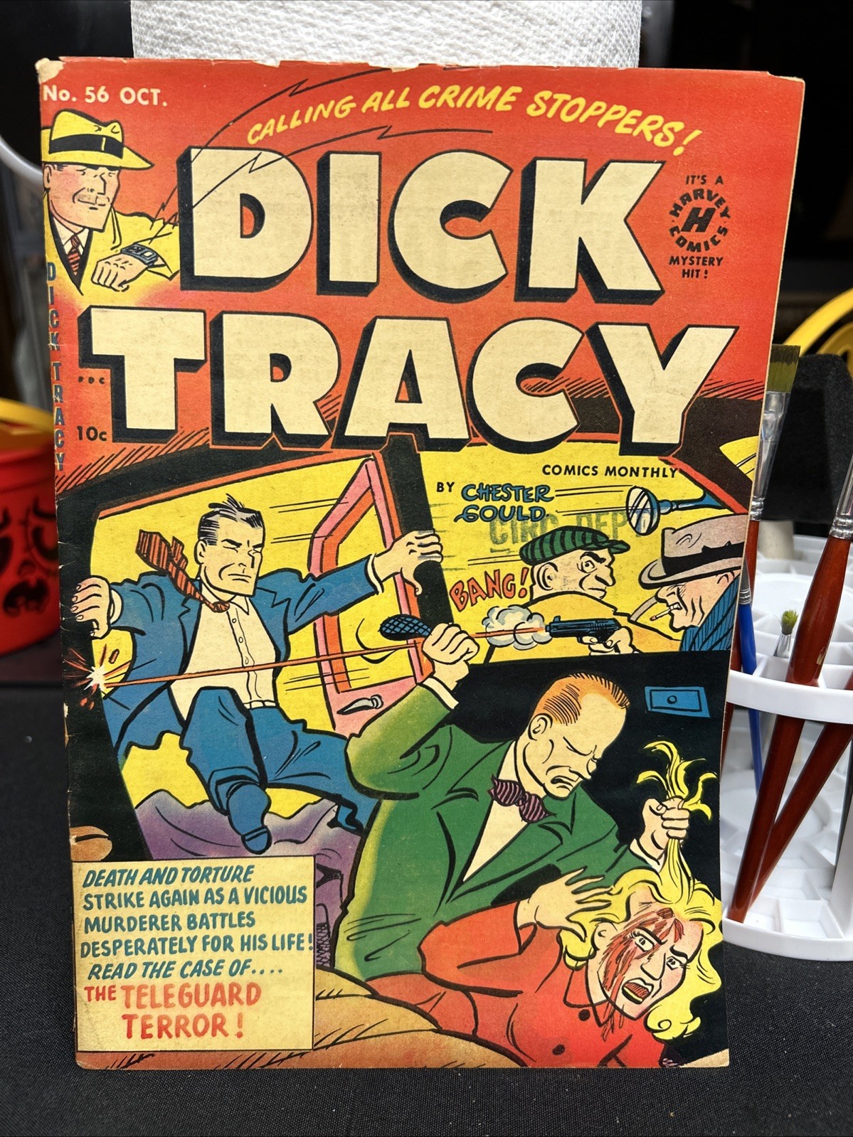 DICK TRACY #56 ATOMIC AGE HARVEY COMICS BLOODY HEAD COVER CHESTER GOULD