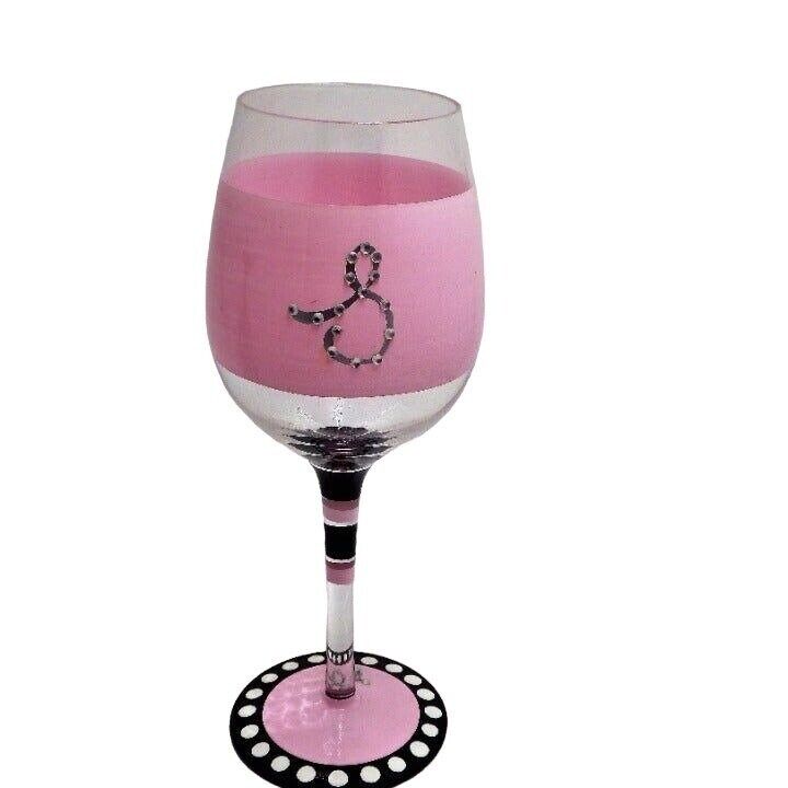 Wine Glass Rhinestone Ampersand Black and Pink Barbiecore
