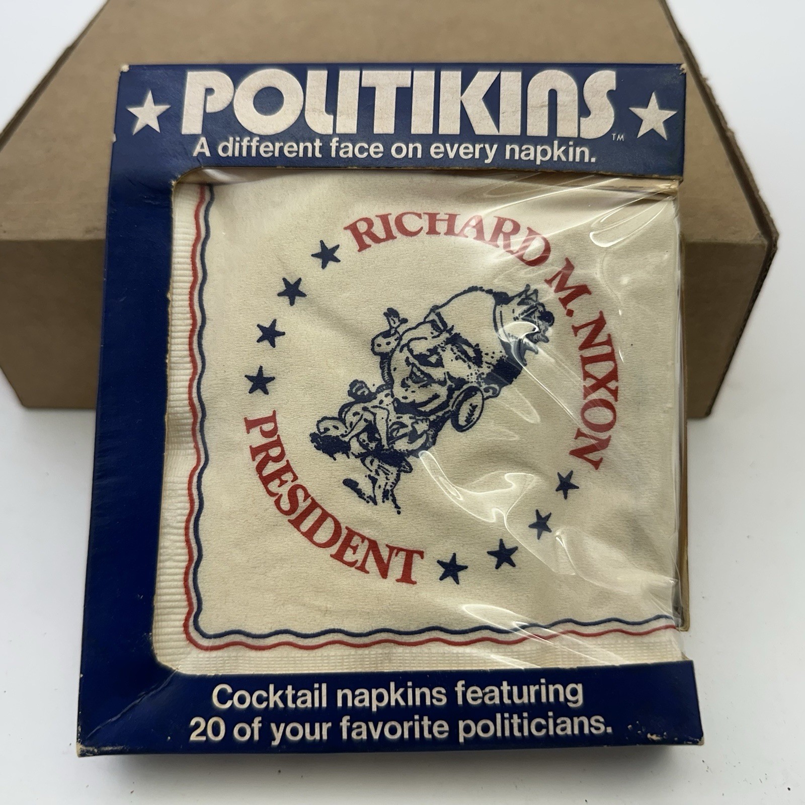 Vintage 1972 Politikins Political Cocktail Napkins Nixon Reagan & Others