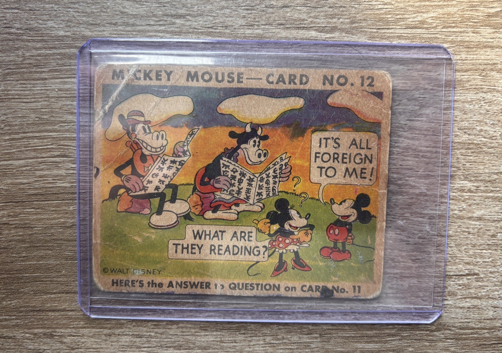 1935 Mickey Mouse Gum Card #12 What Are They Reading? It\'s All Foreign to Me