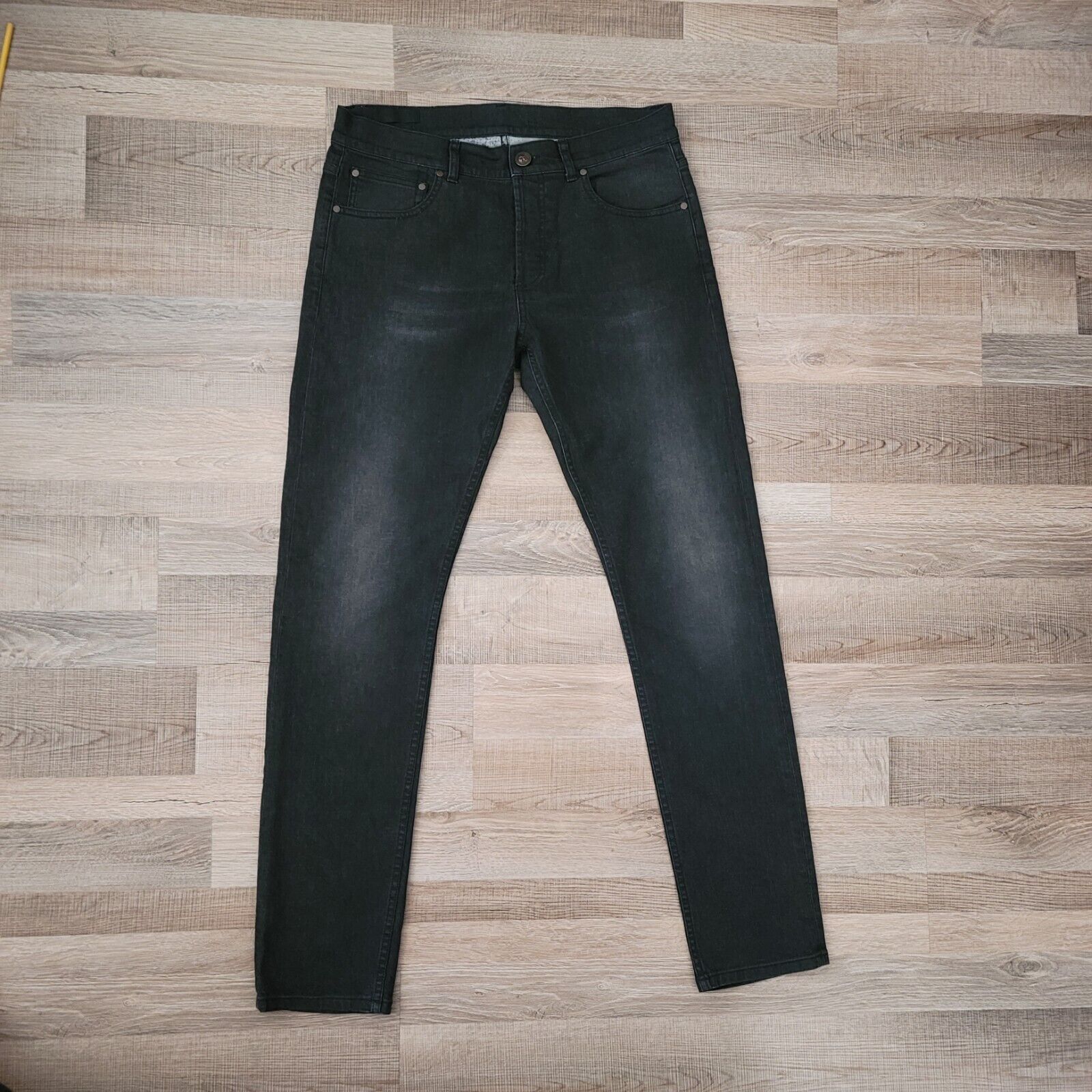 Alexander McQueen Slim Fit Jeans Men\'s 50 (34x33) Black Hide Patch Made In Italy