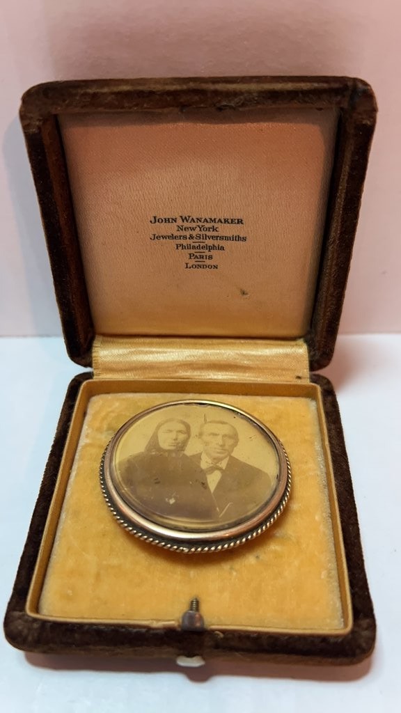 Antique John Wanamaker Photo Locket in Original Box
