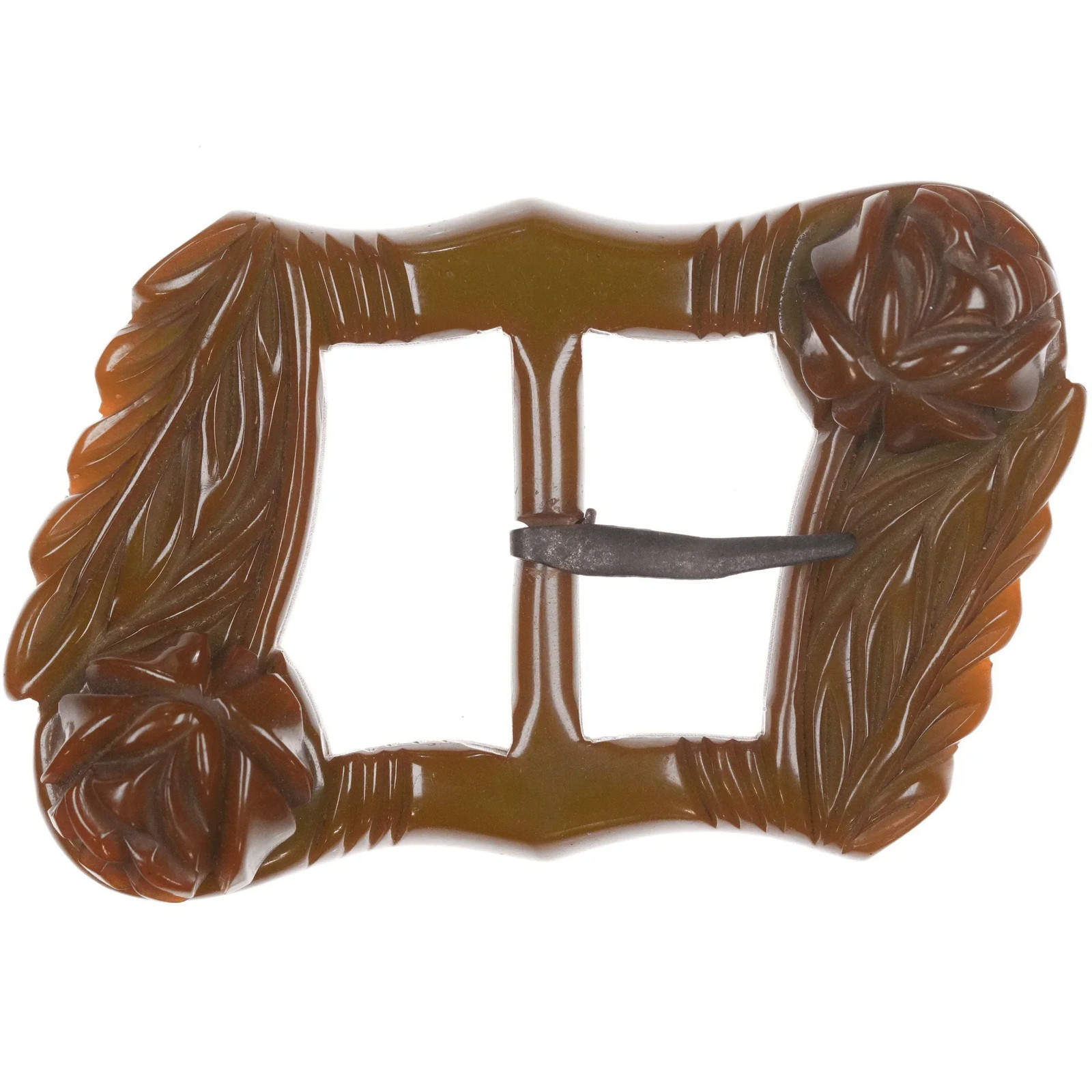 c1940\'s Deep carved Green bakelite belt buckle