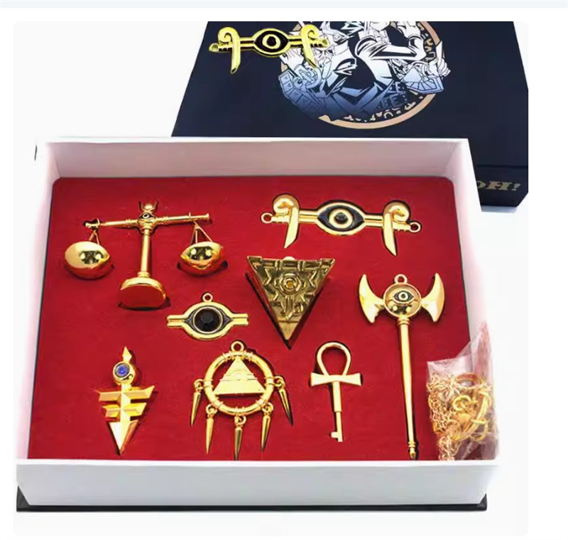Yu-Gi-Oh Millennium Items Puzzle Necklace Keychain Pendant in Box 8pcs/Set