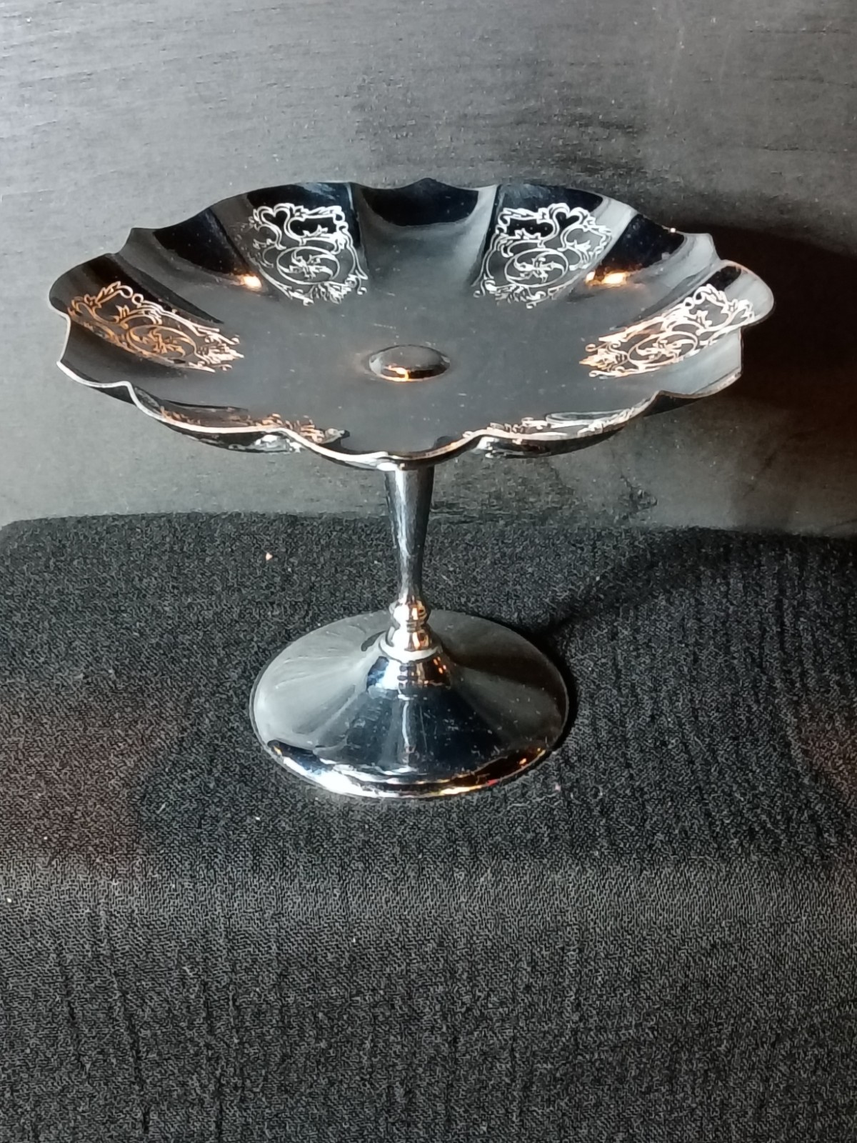 1930s Vintage Farber Bros Krome Kraft Pedestal Candy Dish Art Deco Chrome 🍬 🍽️