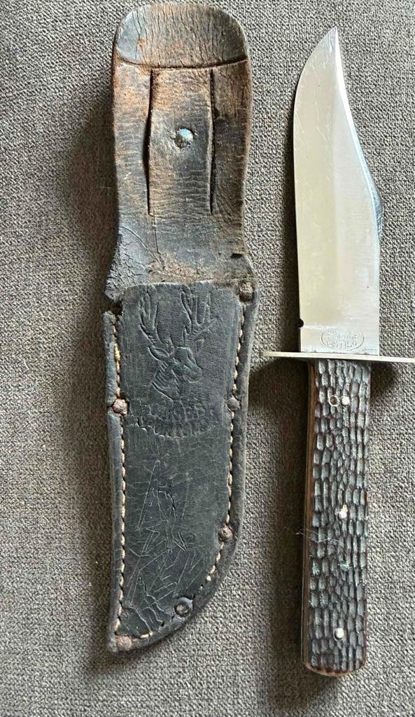 OLD VINTAGE ANTIQUE FINE-EDGE OSTISO FIXED BLADE BOWIE KNIFE