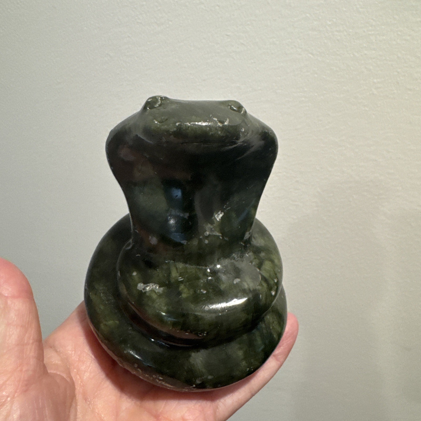 Green Jade Crystal Cobra Snake Carving 696 Grams 4.5”