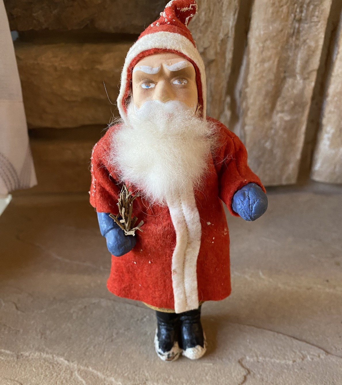 Antique German Candy Container Santa Claus Rabbit Fur 8\