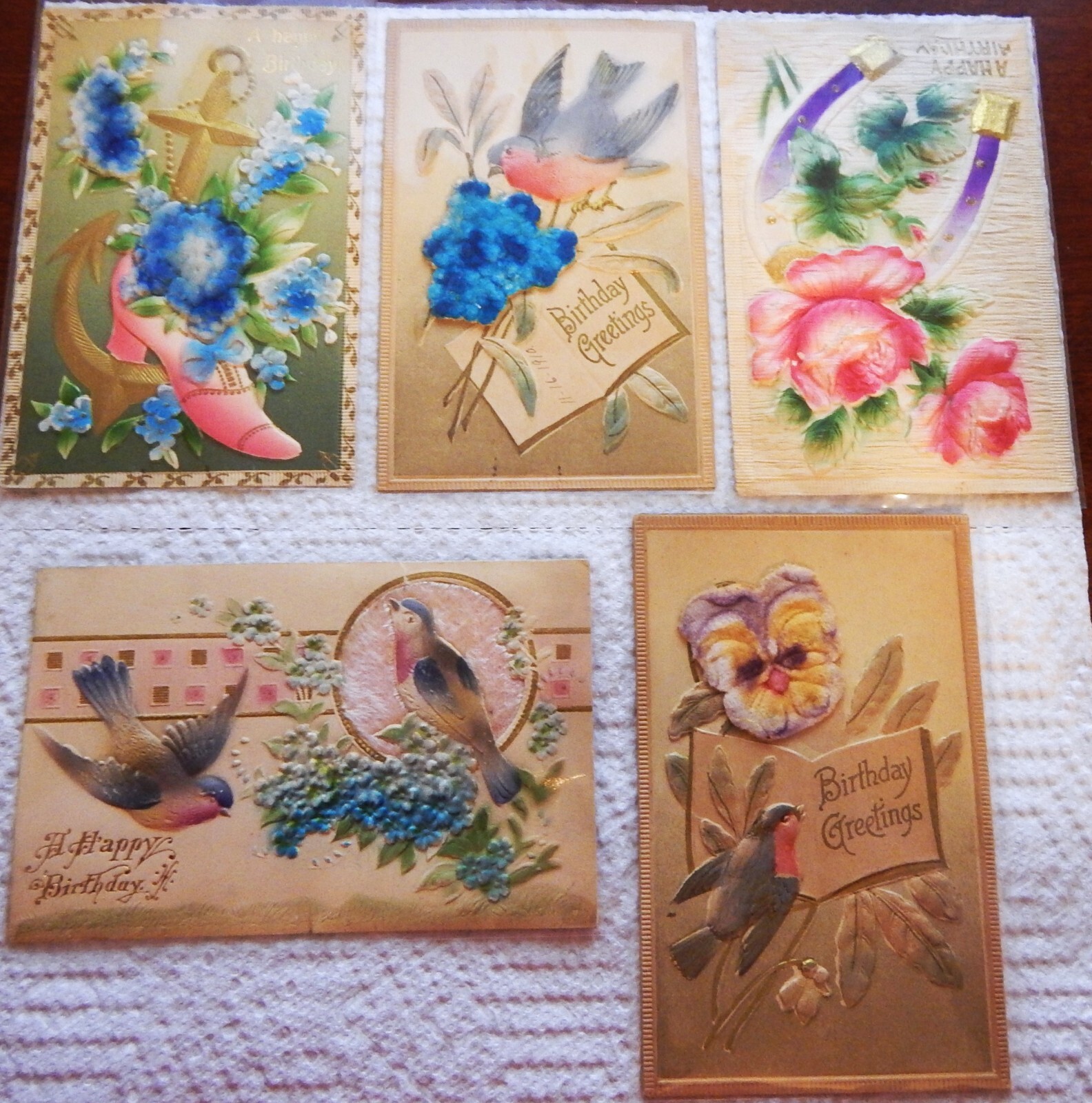 Antique 1910 Lot of 5 Birthday Postcards