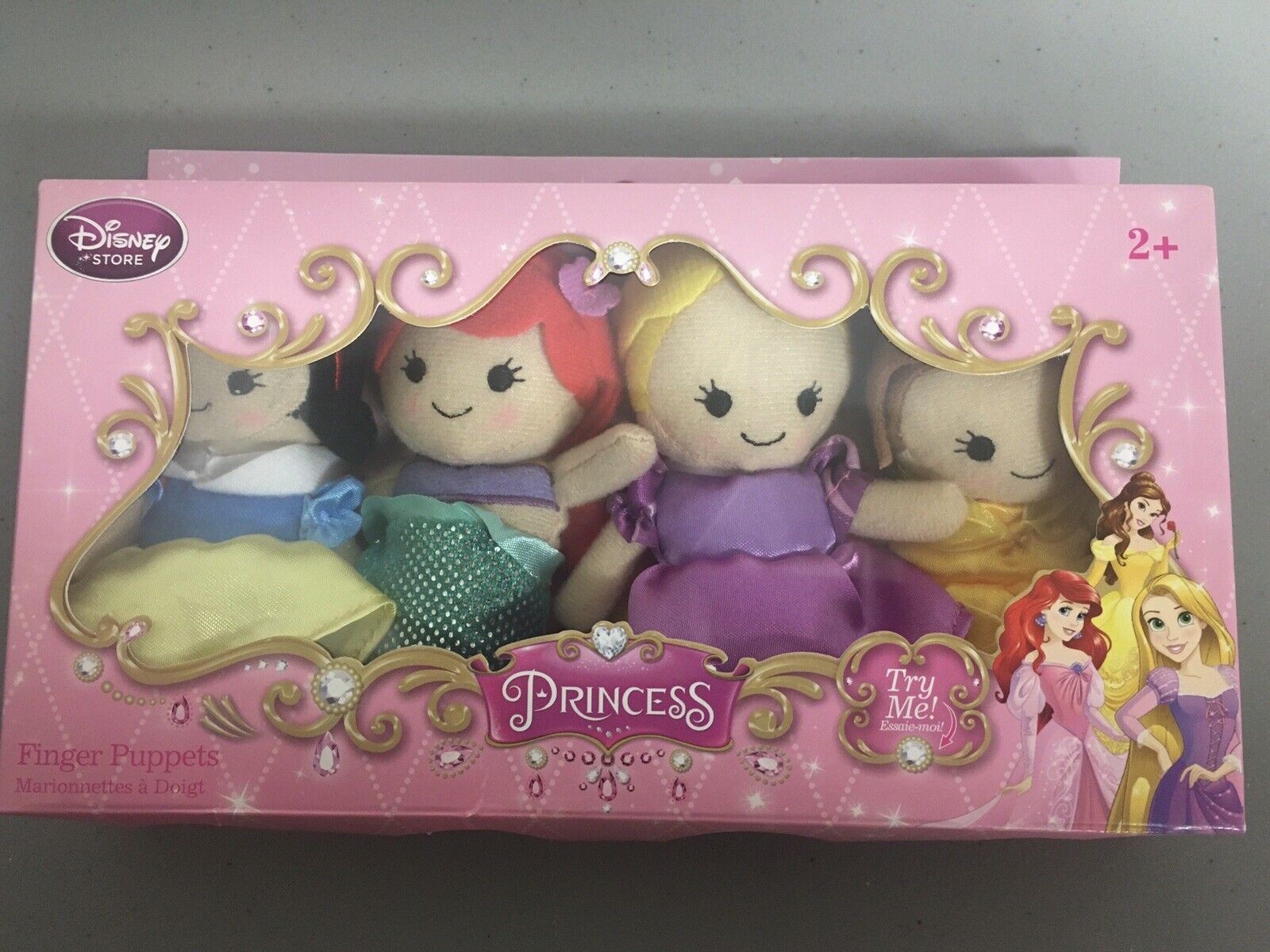Disney Store Exclusive 4 Pack Princess Finger Puppets - Fabric- Lace Details NEW