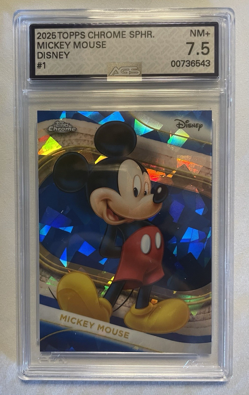 2025 Topps Disney Sapphire #1 Mickey Mouse AGS 7.5 Graded Card 🔥
