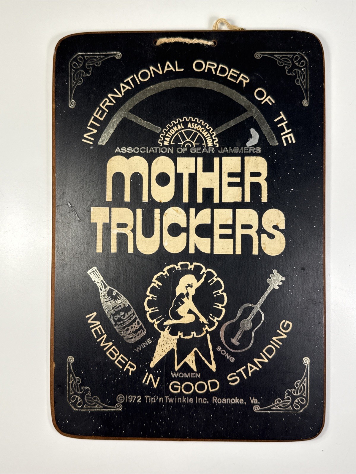 Vintage 1972 MOTHER TRUCKERS Novelty Press Board Wall Hanging Tip\'n Twinkle 6x9\
