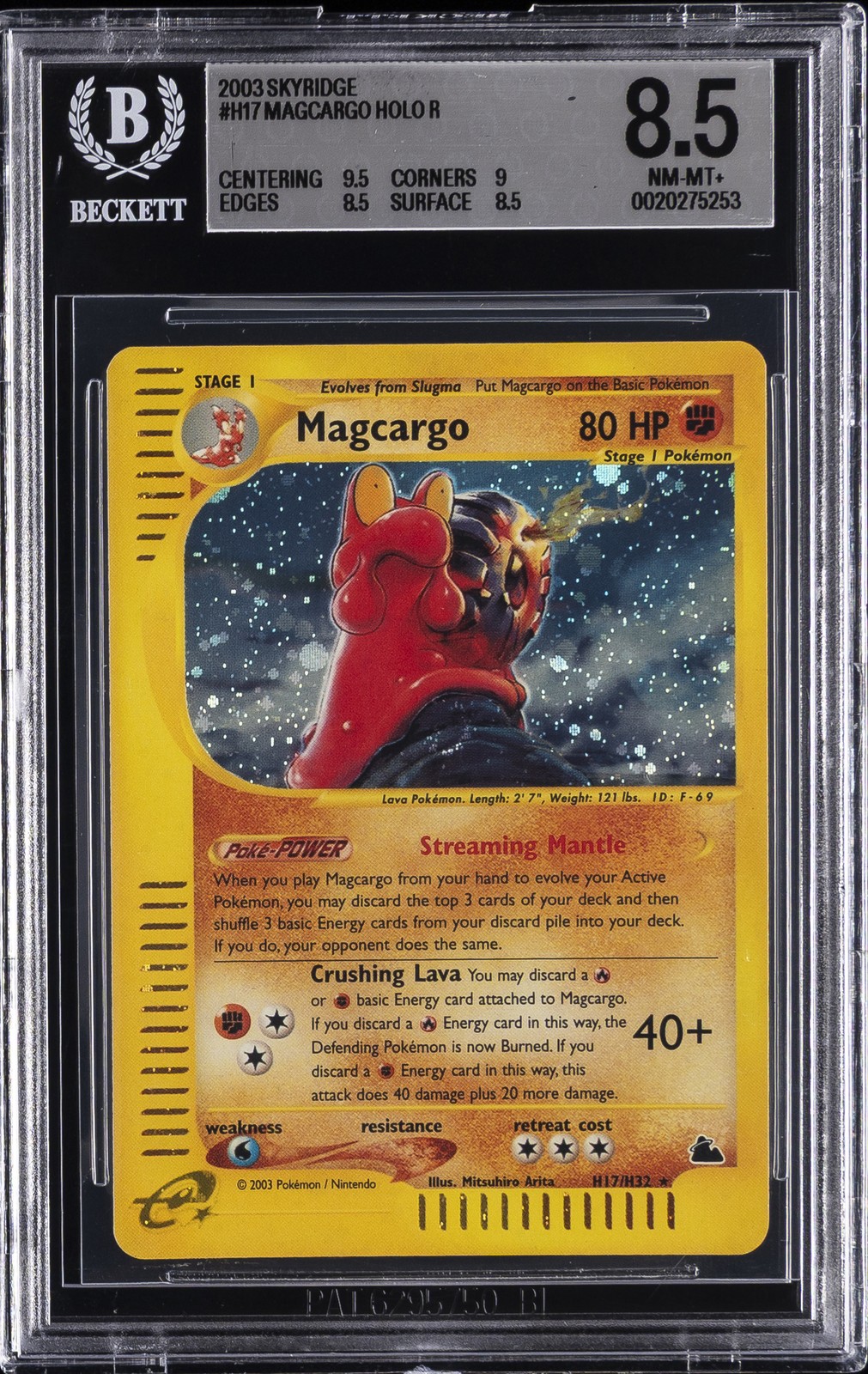 2003 POKÉMON SKYRIDGE HOLO R #H17 MAGCARGO BGS 8.5