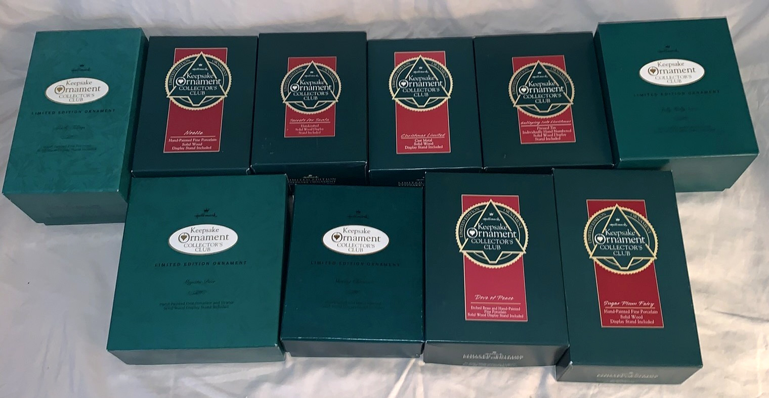 Great Lot  10  1990s  Vintage  Collector\'s Club  Hallmark Ornaments  on Stands