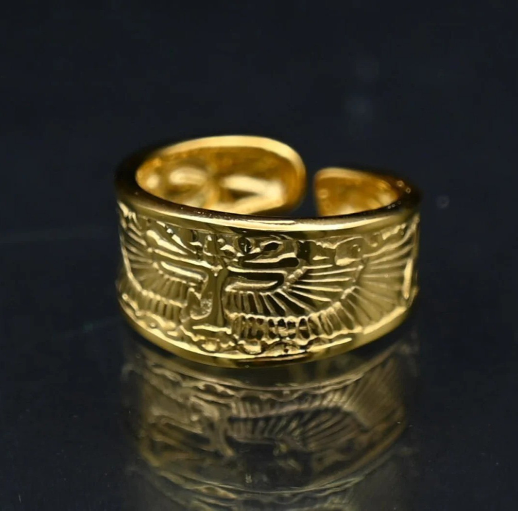 Authentic Ancient Egyptian Antiquities Isis Rare Silver & Gold Ring Egyptian BC