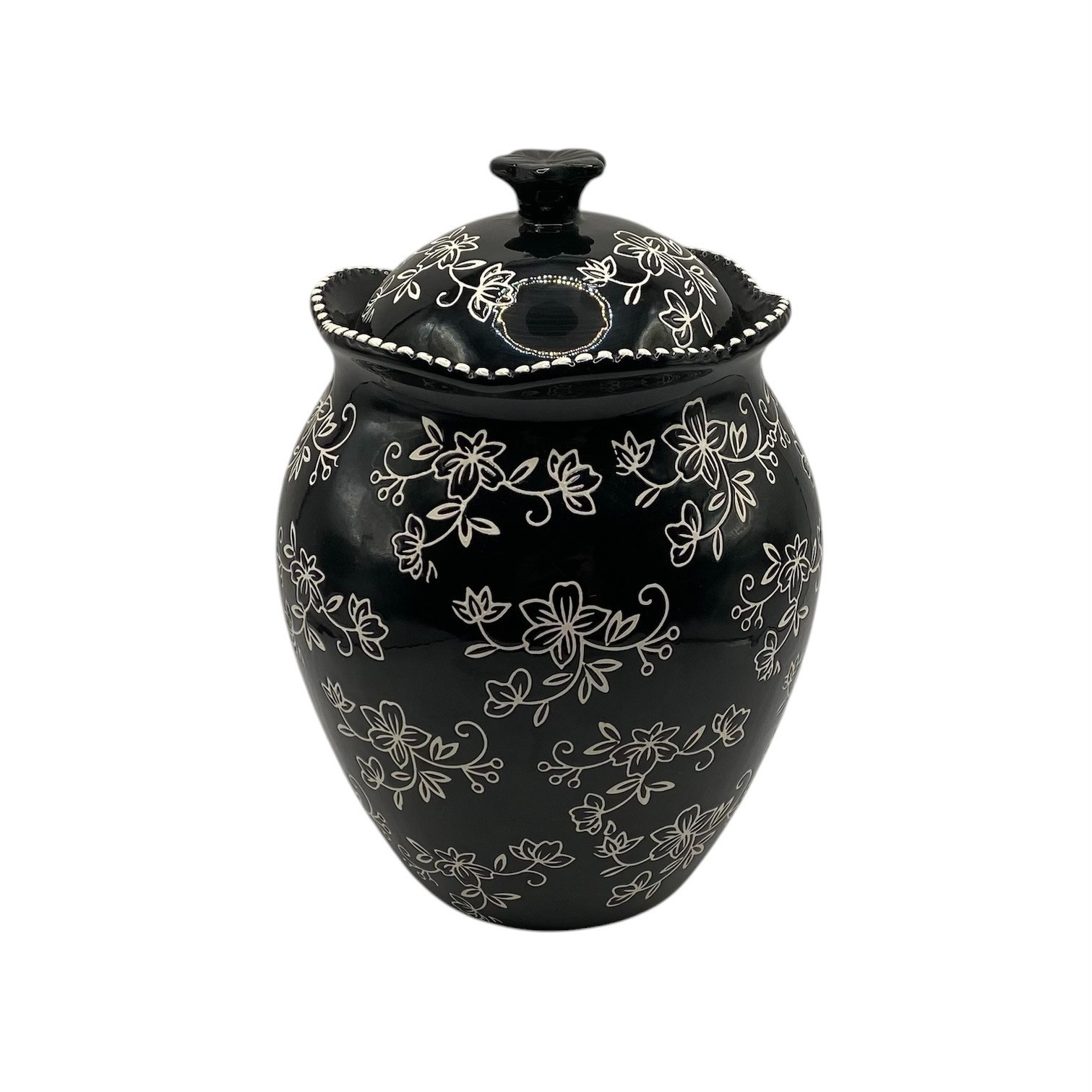 Temp-tations Black Floral Lace Ceramic Cookie Jar