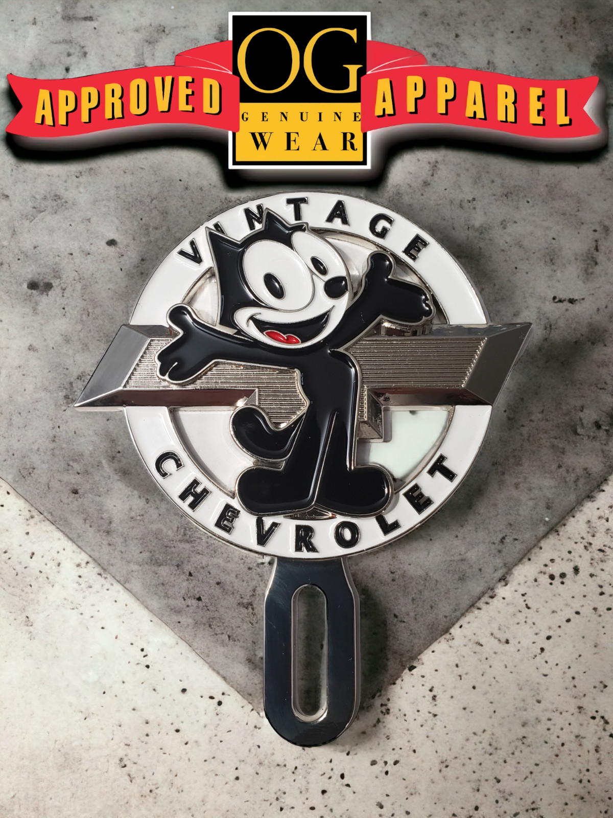 36 37 38 39 Vintage Chevrolet Felix Cat Lowrider Car Truck License Plate Topper