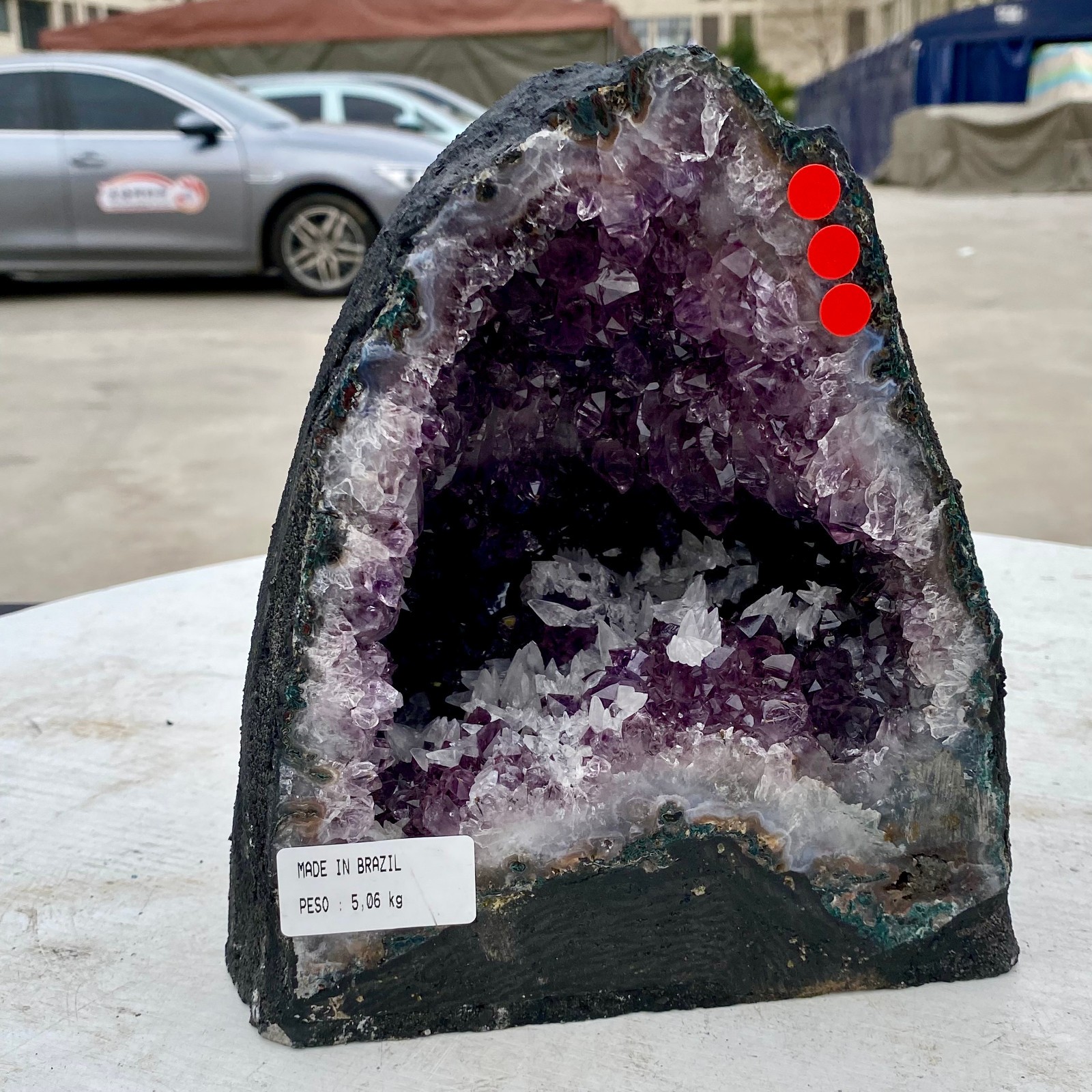 12LB Natural Amethyst Geode Quartz Crystal Cluster Cathedral Energy healing