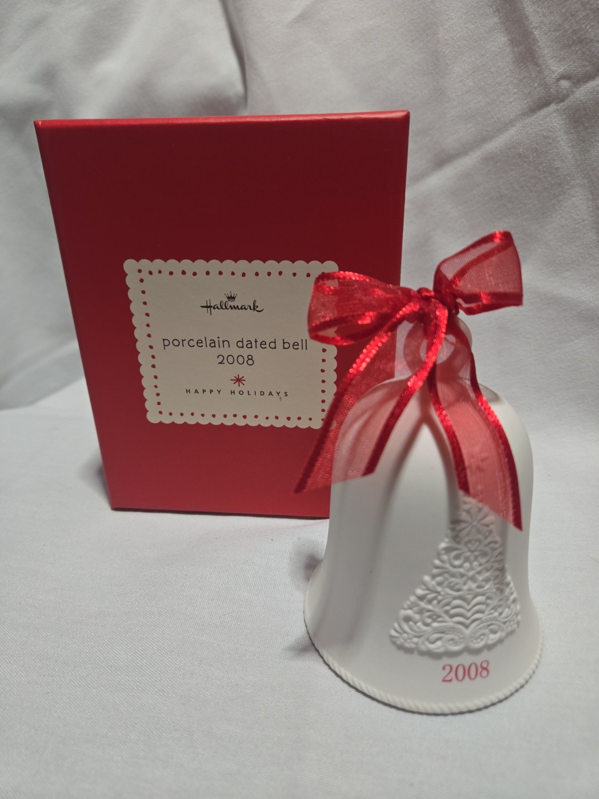 Hallmark Keepsake Christmas Ornament 2008 Porcelain Dated Bell in Original Box