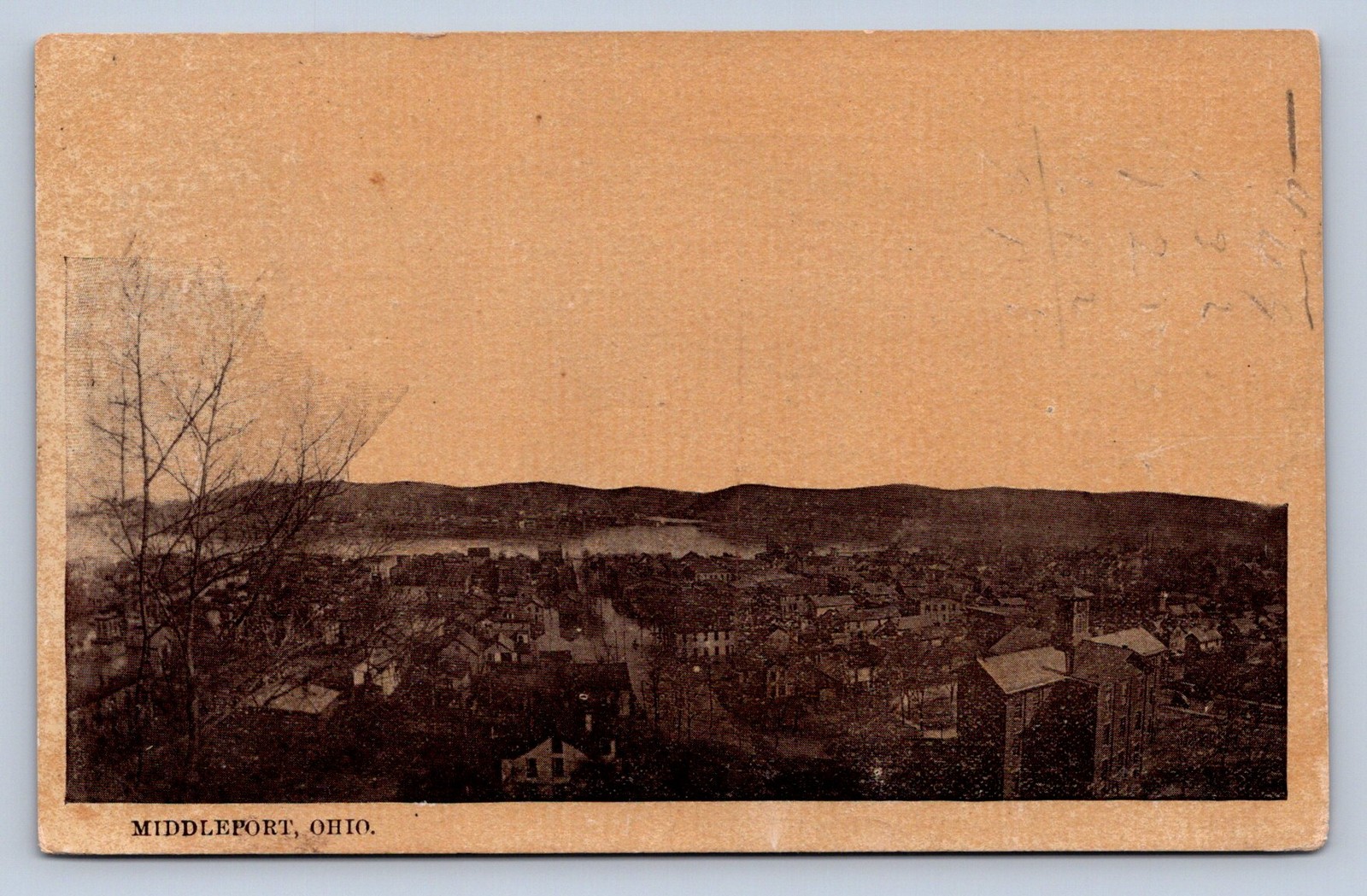 J87/ Middleport Ohio Postcard c1910 Birdseye School Homes River 1111 J87/ Middleport Ohio Postcard c1910 Birdseye School Homes River 1111