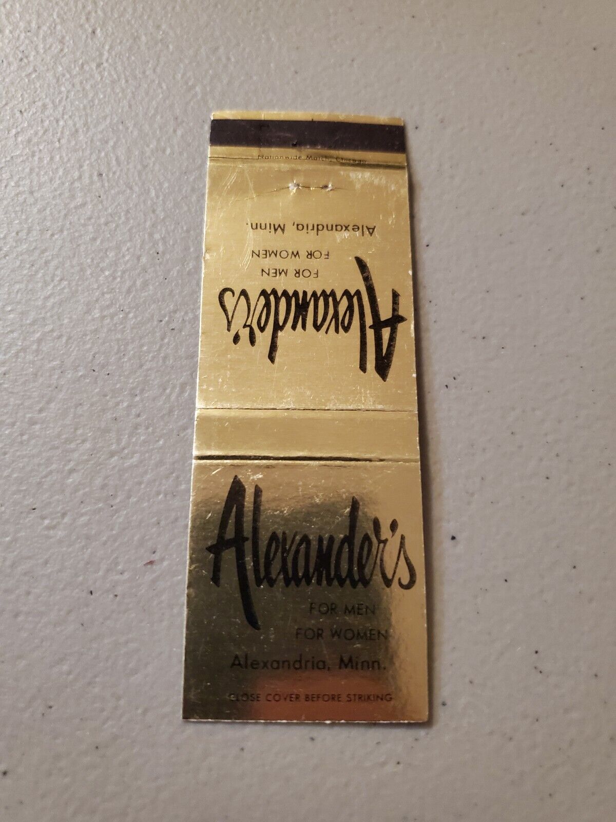 Vintage Matchbook Alexander's For Men and Women Alexandria  Minnesota   60's 16