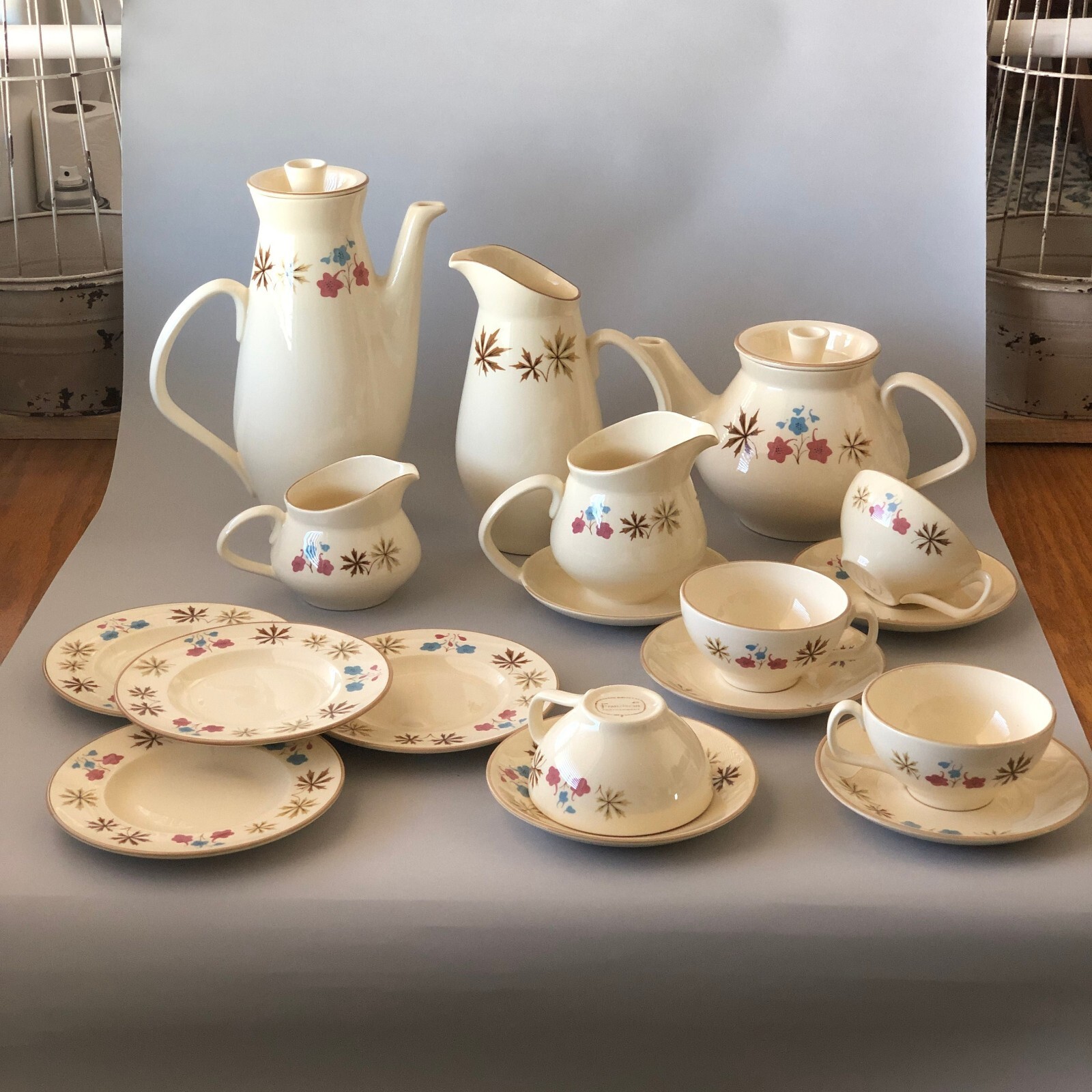 Vintage “Larkspur” by Franciscan, 8 Remaining Pieces, Mid-Century Modern Calif