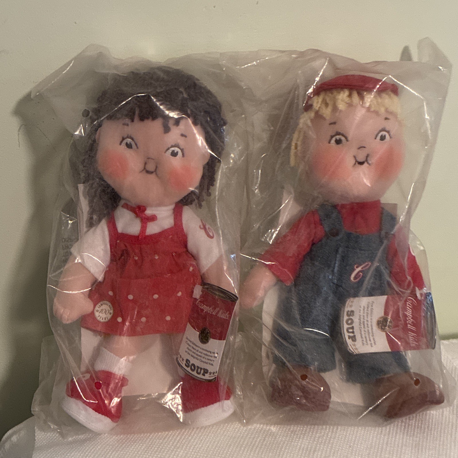 Campbell Kids 100 Years Collectible Advertising Doll Pair Set of 2, 2004