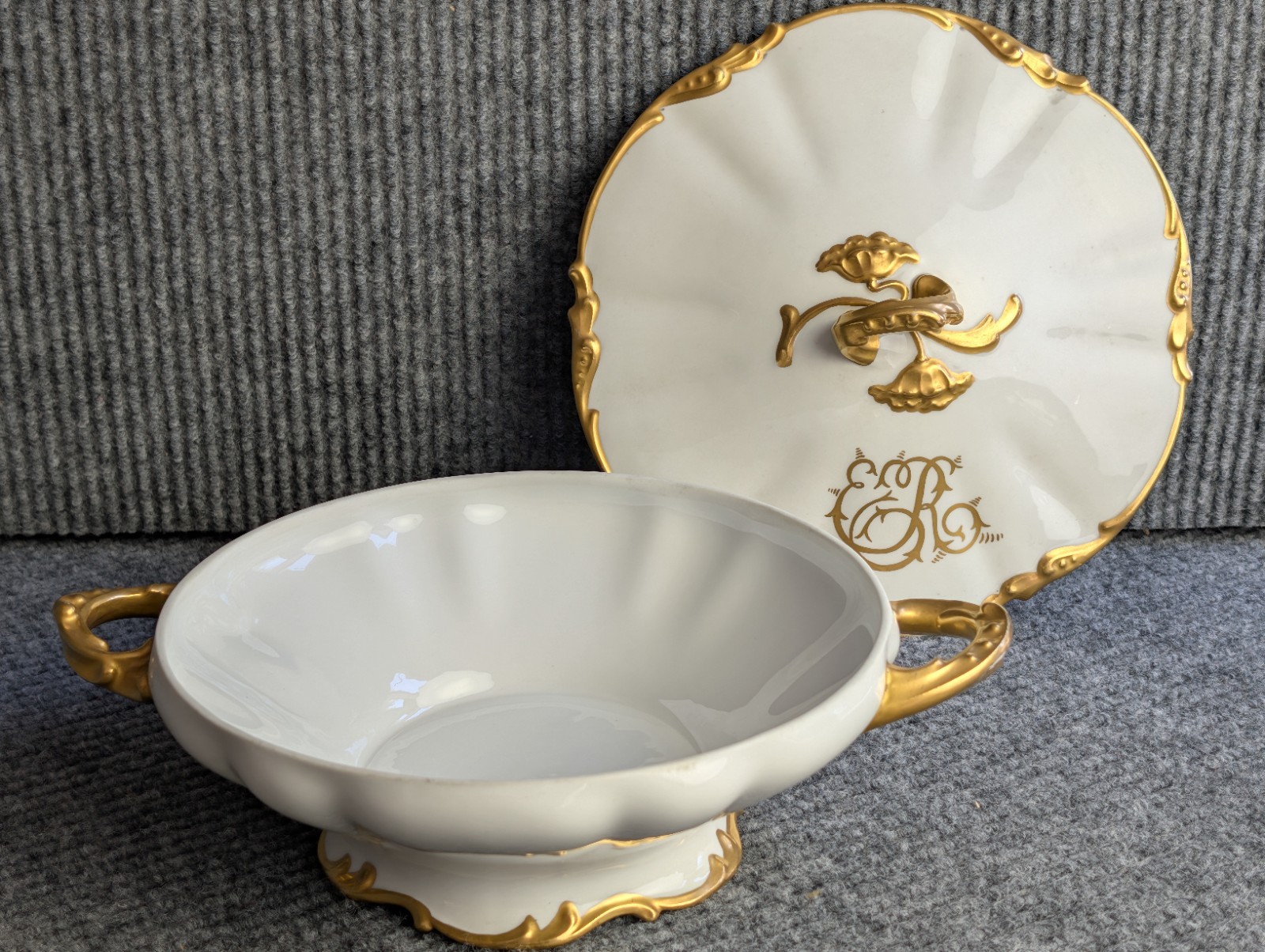 Magnificent Antique Jean Pouyat Limoges Covered Tureen - Heavy Gold Gilt