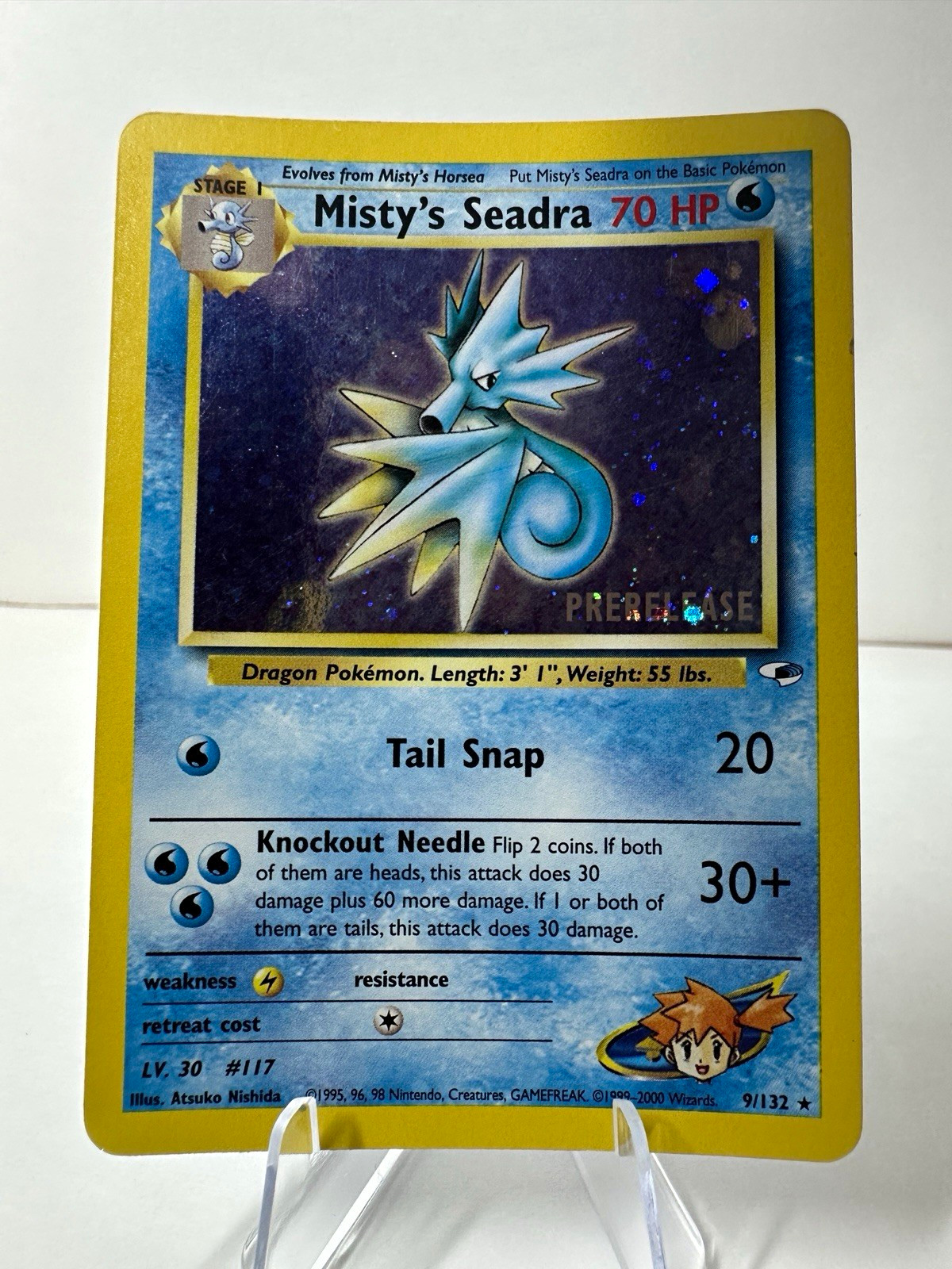 Misty’s Seadra 9/132 Prerelease Holo Rare 2000 Pokemon Gym Heroes WOTC LP