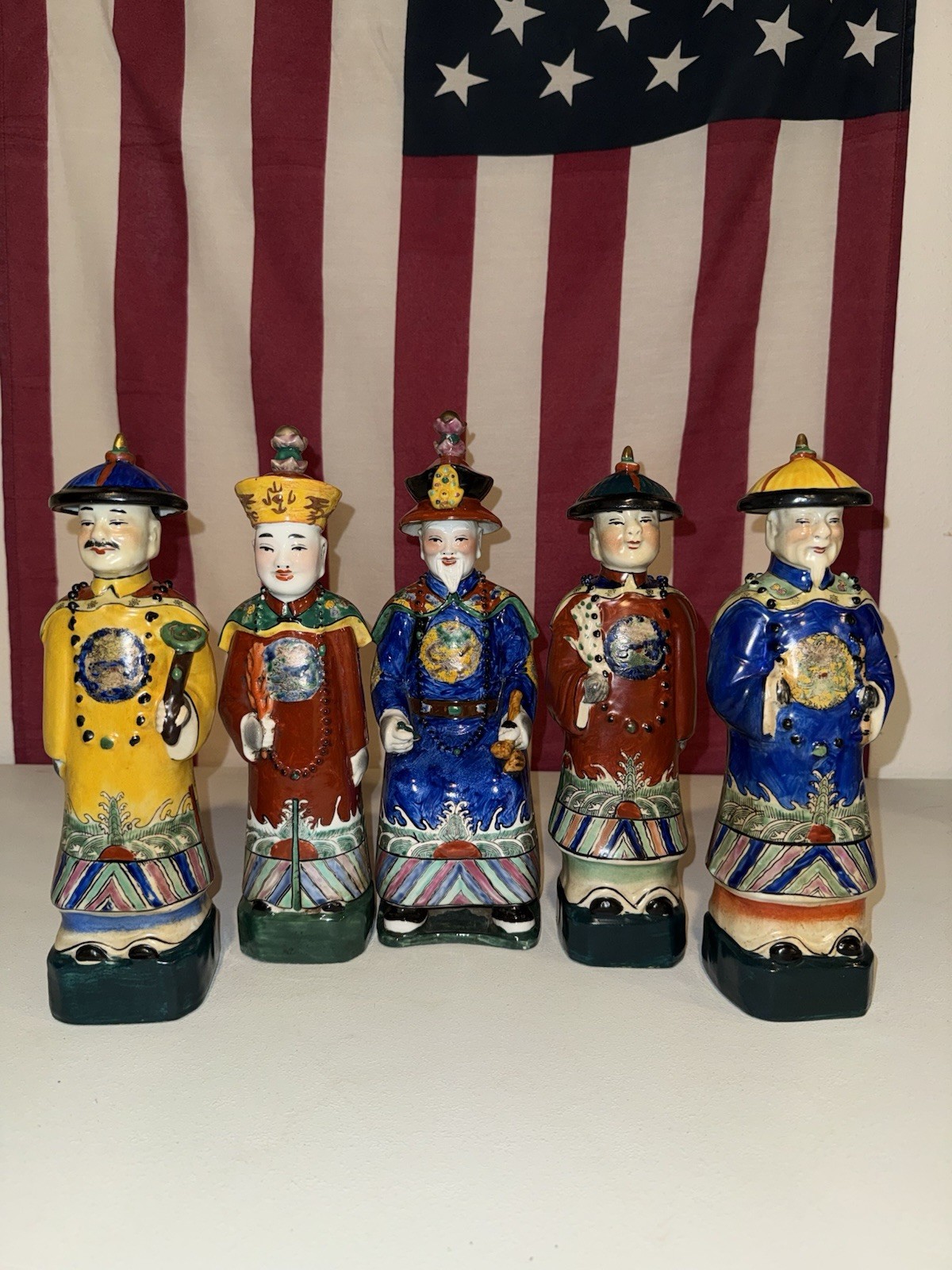 Rare Style Set of 5 Chinese Imperial Court Porcelain Figures 13\