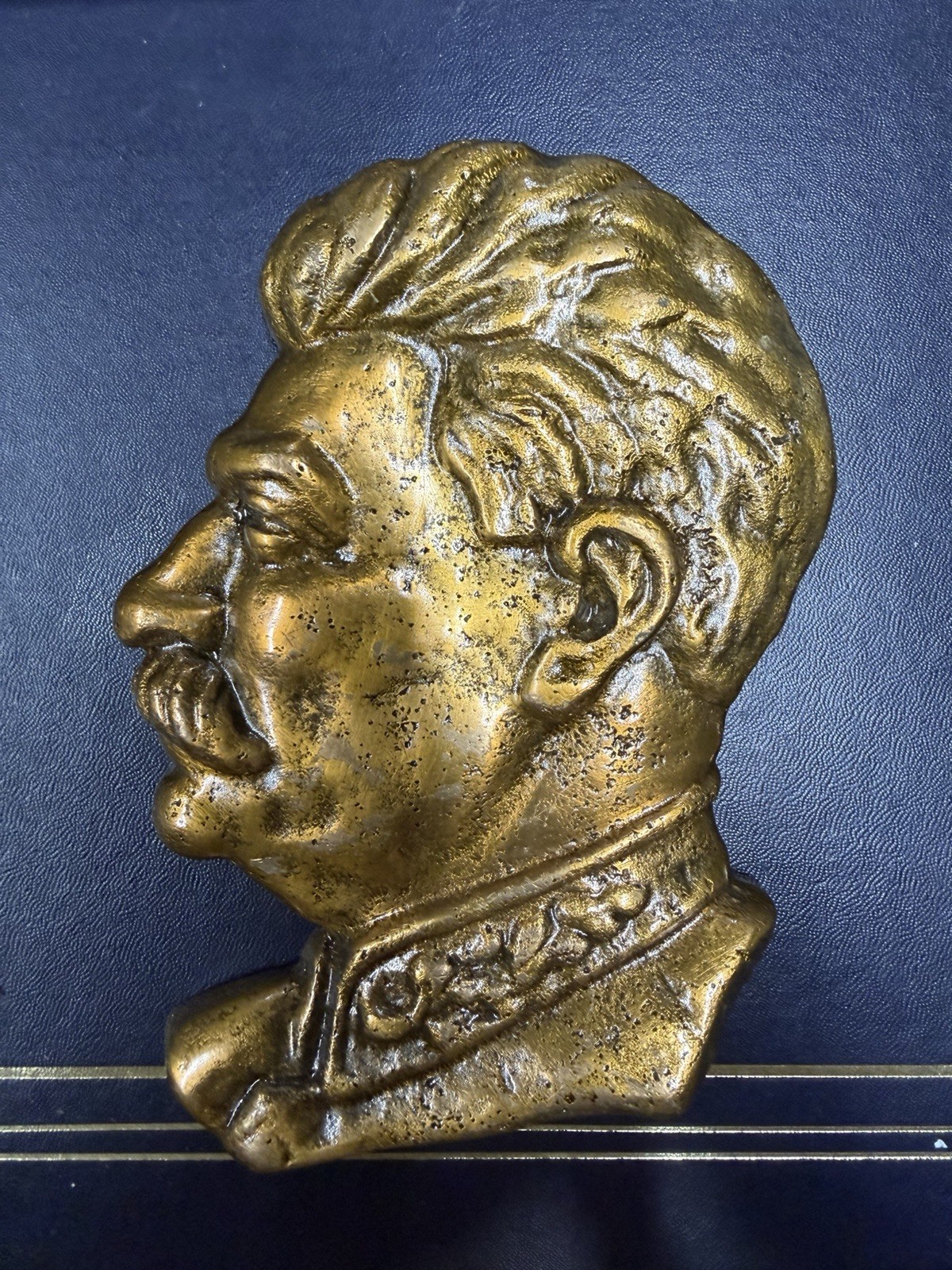 Soviet Vintage Stalin Bas-Relief Bronze Plaque 1950's USSR Communism WW2 Wt2.2lb