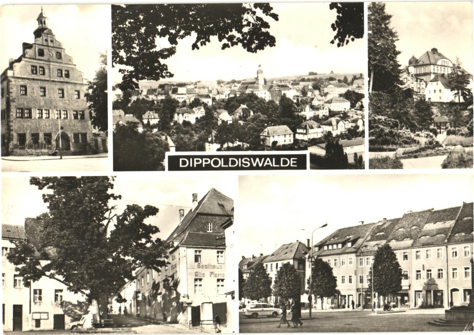 Dippoldiswalde Germany Multi-View Gasthaus Alte Pforte RPPC Postcard 1974