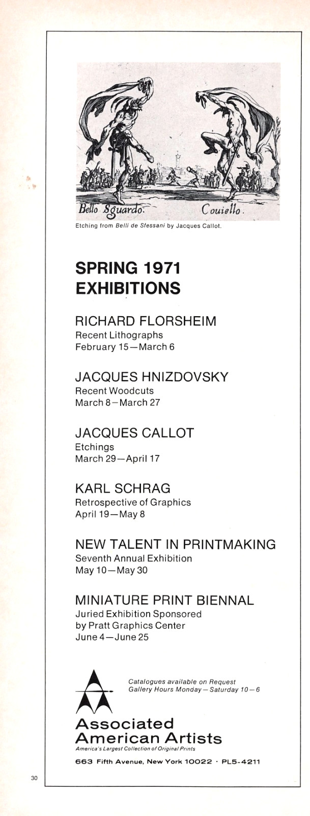 Jacques Callot Hnizdovsky Florsheim Print Exhibitions Vtg Art Magazine Print Ad