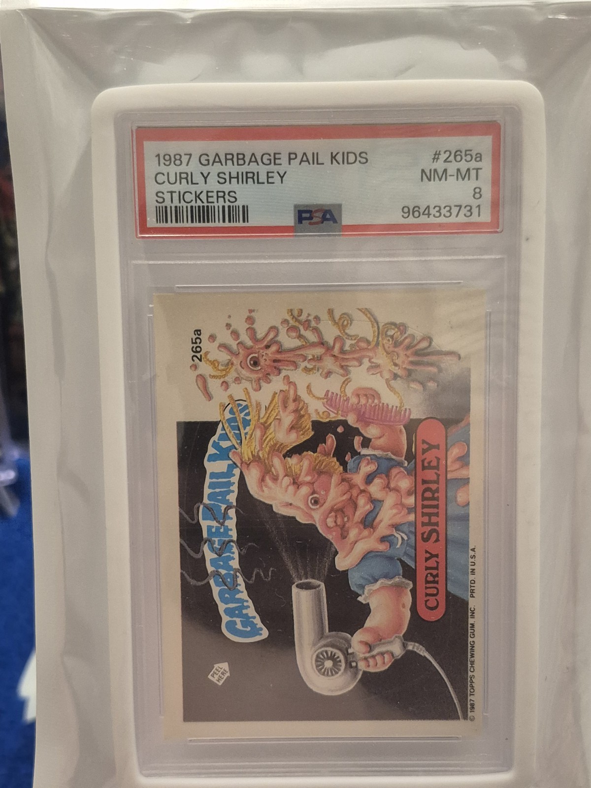 1987 Topps Garbage Pail Kids Card #265a Curly Shirley PSA 8