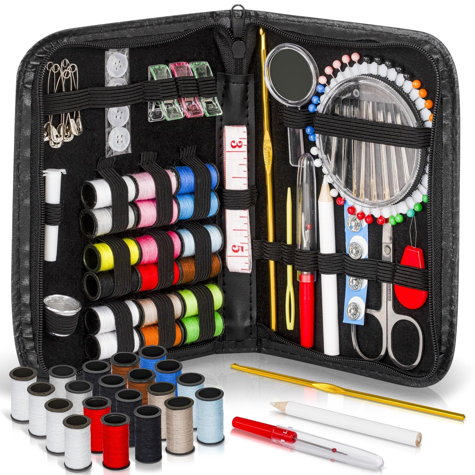 ARTIKA Sewing Kit for Adults and Kids (142 PCS) - Extra Thread Pack, multi