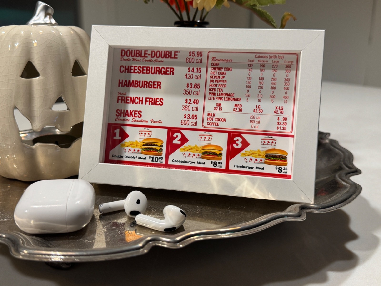 RARE In-N-Out Burgers Mini Menu POSTER 4x6  (framed) RP Promo MANCAVE GIFT DESK
