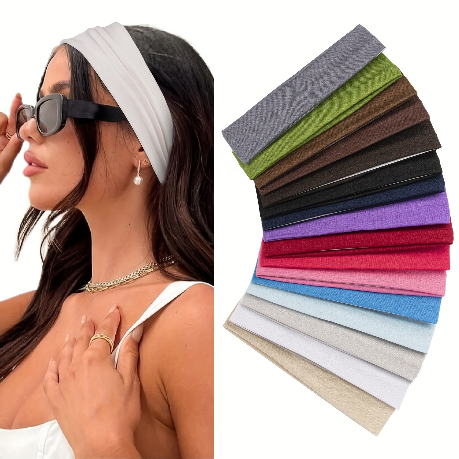 Women Soft Thin Elastic Sport Headbands Non-Slip for Yoga Running Hair Beige